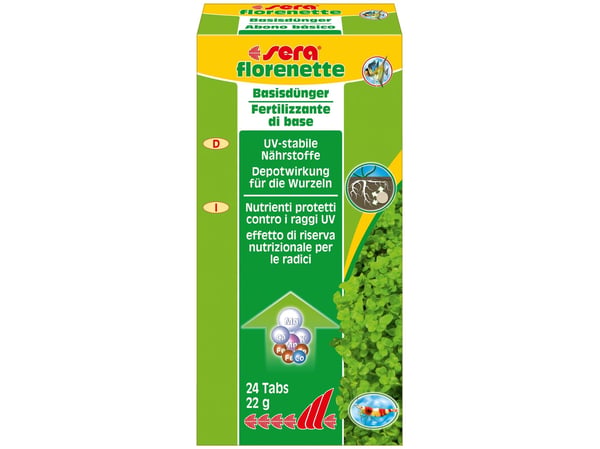 sera Florenette, Dose every other week 1 tablet / 20 l (5.3 US gal.). The tablets are pressed, near to the plant..., 22 g, 24 styck, Tyskland