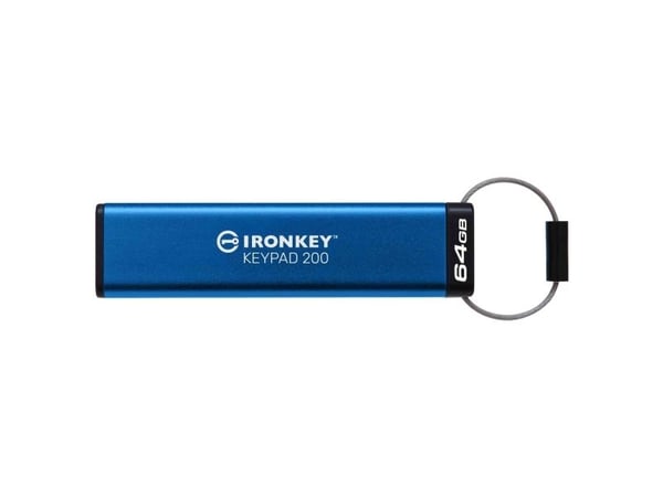 Kingston IronKey Keypad 200 - USB-flashstasjon - kryptert - FIPS 140-3 Level 3 - 64 GB - USB 3.2 Gen 1