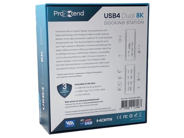 ProXtend 15-in-1 - Dokkingstasjon - for bærbar - USB-C / USB4 - 15-slot - HDMI, DP - 1GbE