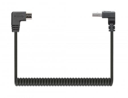 MANHATTAN Kierretty USB-A-Micro-USB latauskaapeli 1m musta