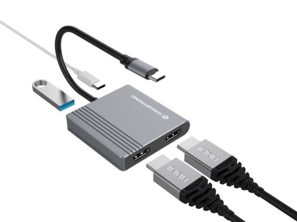 Conceptronic - Dokkingstasjon - USB-C - 2 x HDMI