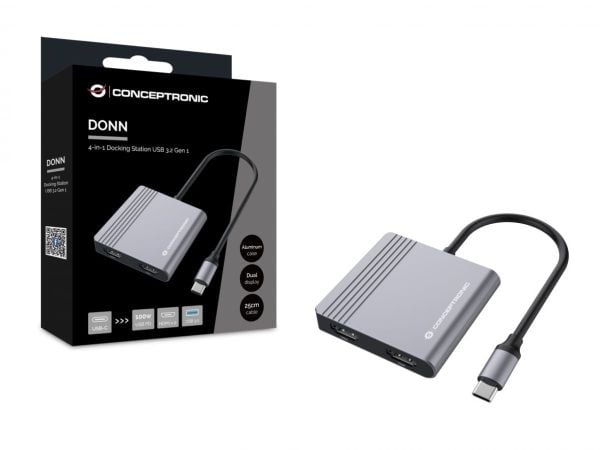 Conceptronic - Dokkingstasjon - USB-C - 2 x HDMI