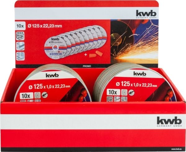 kwb Tynn kappeskivesett, Kappeskive, Flatt senter, Metallplater, Stål, Alle merker, 12,5 cm, Rustfritt stål