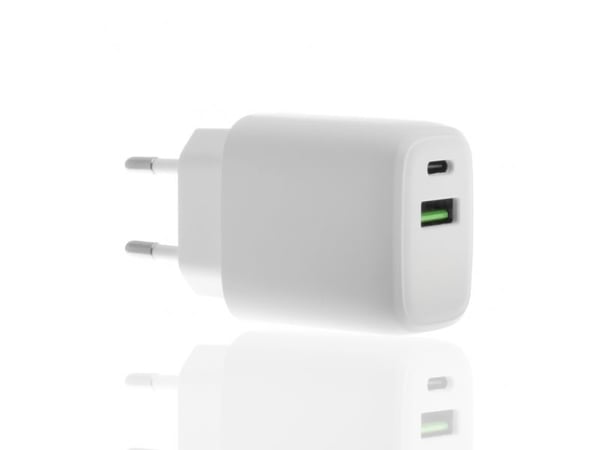 Insmat - Strömadapter - 30 watt - 3 A - PD 3.0, QC 3.0 - 2 utdatakontakter (USB, USB-C)