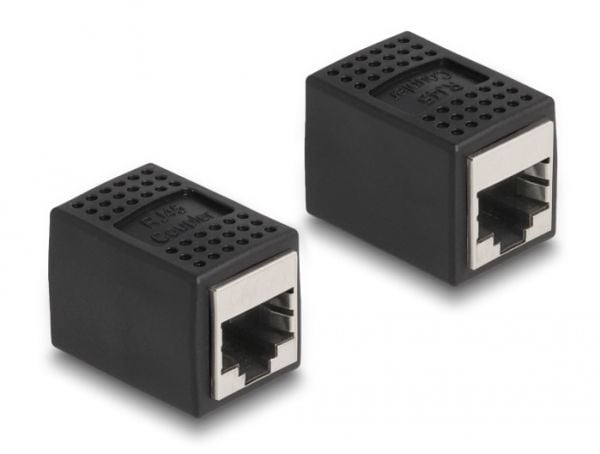 Delock-sovitin RJ45-liittimestä RJ45-liittimeen Cat.6A musta