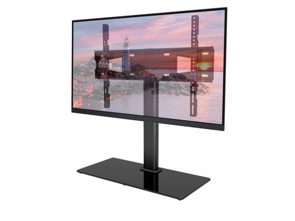 TECHly - Jalusta - LCD-näytölle - karkaistua lasia - musta - näytön koko: 32"-65" - pöytäjalusta