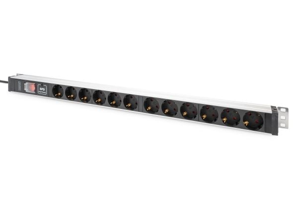 DIGITUS PDU 1HE 12x Schuko 16A lähdöt 230V/16A musta