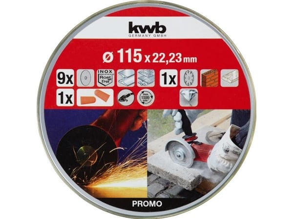 kwb Thin+Diamond Cutting Discs, Kappeskive, Flat senter, Murstein, Marmor, Metallplater, Stål, Stein, Alle merker, 11,5 cm, Rustfritt stål