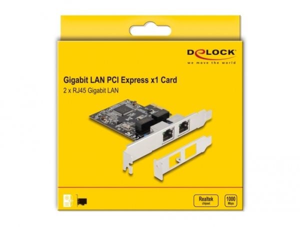 Delock - Nettverksadapter - PCIe 2.0 lav profil - Gigabit Ethernet x 1