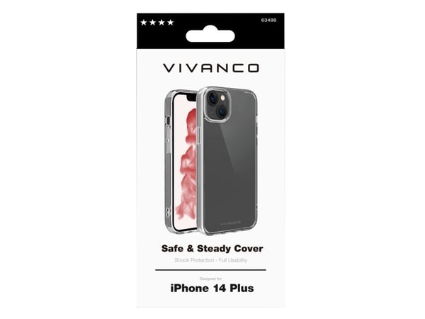 Vivanco Safe and Steady, Suojus, Apple, iPhone 14 Plus, 17 cm (6.7"), Läpinäkyvä
