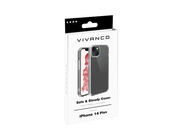 Vivanco Safe and Steady, Suojus, Apple, iPhone 14 Plus, 17 cm (6.7"), Läpinäkyvä