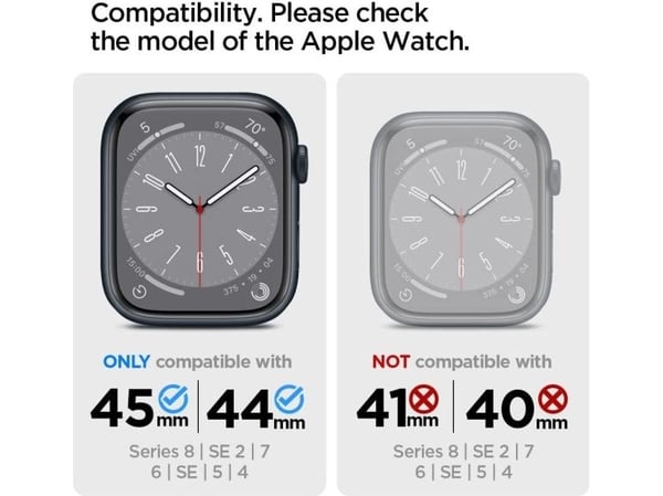 Spigen Liquid Crystal, Etui, Smartklokke, Gjennomsiktig, Apple, Apple Watch Series 7 (45mm) / SE / 6 / 5 / 4 (44mm), Termoplastisk polyuretan (TPU)