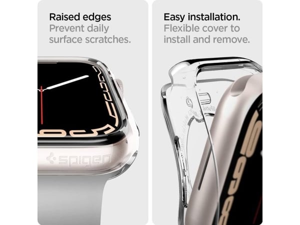 Spigen Liquid Crystal, Etui, Smartklokke, Gjennomsiktig, Apple, Apple Watch Series 7 (45mm) / SE / 6 / 5 / 4 (44mm), Termoplastisk polyuretan (TPU)