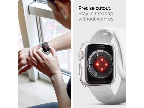 Spigen Liquid Crystal, Etui, Smartklokke, Gjennomsiktig, Apple, Apple Watch Series 7 (45mm) / SE / 6 / 5 / 4 (44mm), Termoplastisk polyuretan (TPU)