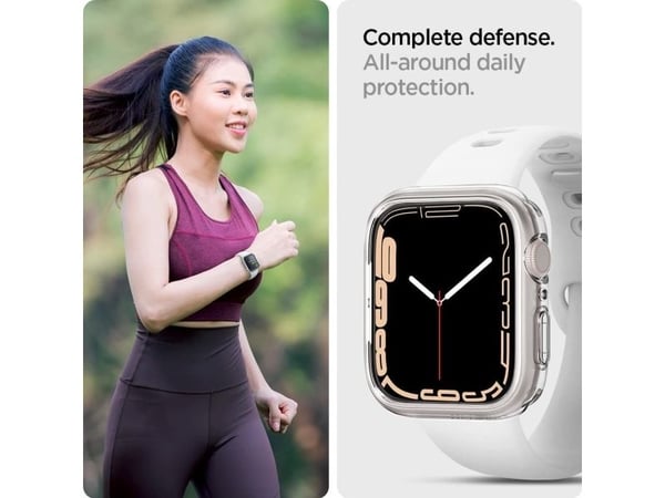 Spigen Liquid Crystal, Etui, Smartklokke, Gjennomsiktig, Apple, Apple Watch Series 7 (45mm) / SE / 6 / 5 / 4 (44mm), Termoplastisk polyuretan (TPU)