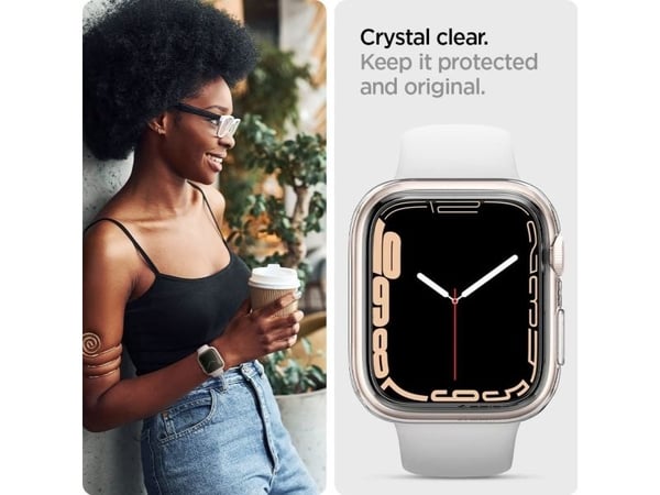 Spigen Liquid Crystal, Etui, Smartklokke, Gjennomsiktig, Apple, Apple Watch Series 7 (45mm) / SE / 6 / 5 / 4 (44mm), Termoplastisk polyuretan (TPU)