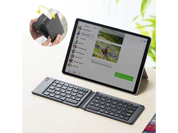 TECHly - Tastatur - foldable, for tablet and smartphone - trådløs - Bluetooth 3.0, USB - QWERTY - USA - svart