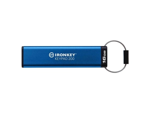 Kingston IronKey Keypad 200 - USB-flashstasjon - kryptert - FIPS 140-3 Level 3 - 16 GB - USB 3.2 Gen 1
