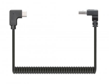 MANHATTAN Kierretty USB-A ja USB-C latauskaapeli 1m musta