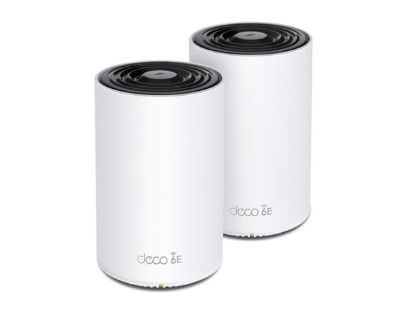 TP-Link | Deco XE75 Pro - Wi-Fi-järjestelmä (2 reititintä) - enintään 5500 neliöjalkaa - mesh - GigE - Wi-Fi 6E - Tri-Band