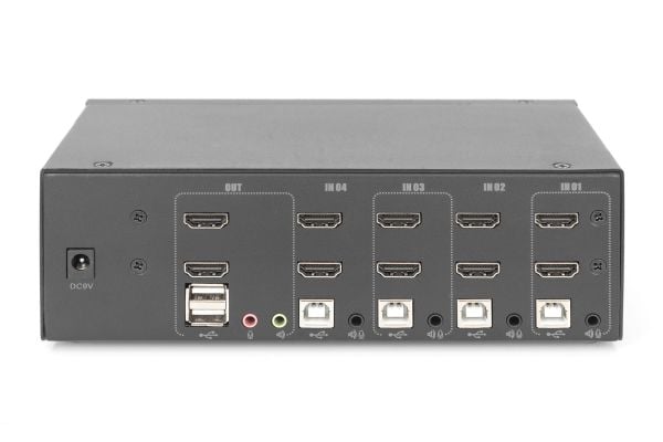 DIGITUS - KVM / lyd / USB-svitsj - 4 x KVM port(s) - 1 lokalbruker - stasjonær