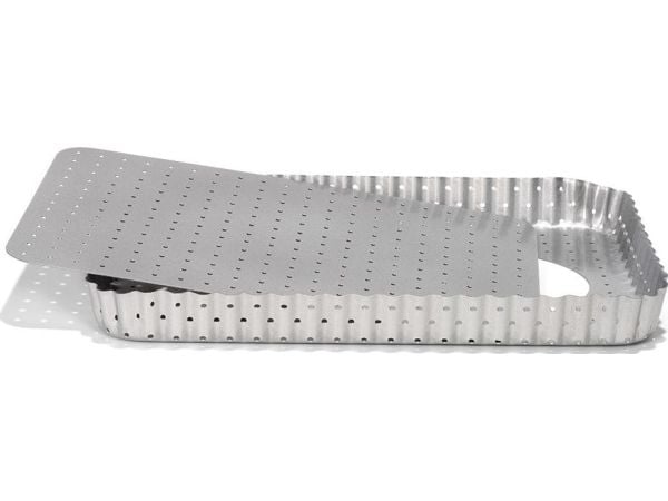 Patisse-muotoinen quiche rei'itetty 32 x 22 cm hopeateräs