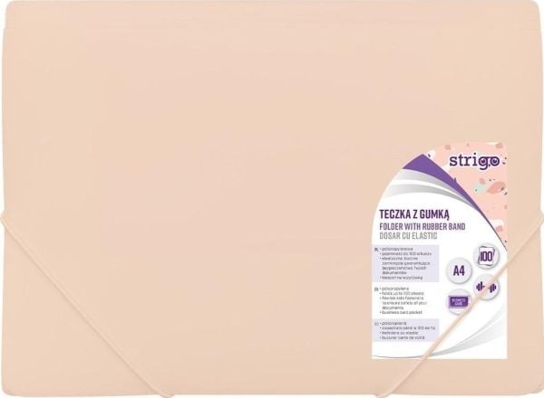 Strigo A4-mappe med strikk PP pastell fersken