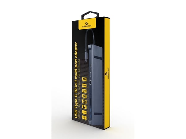 Cablexpert A-CM-COMBO10-01 - Dokkingstasjon - USB-C 3.1 - VGA, HDMI - GigE