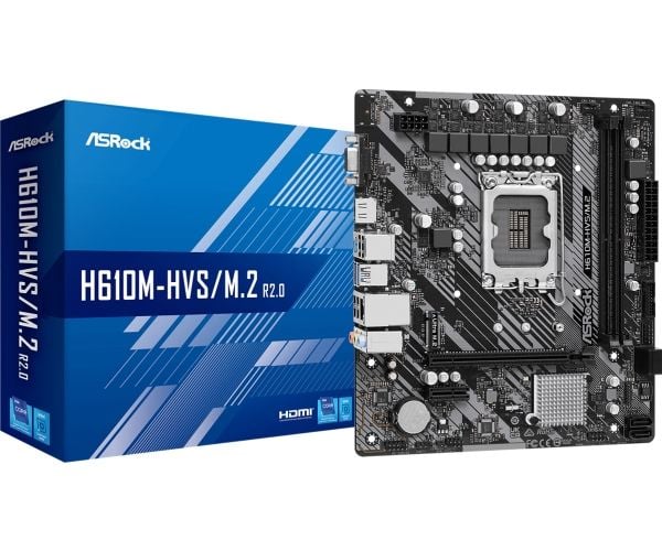 ASRock H610M-HVS/M.2 R2.0 - Hovedkort - micro ATX - LGA1700-sokkel - H610 Chipset - USB 3.2 Gen 1 - Gigabit LAN - innbygd grafikk (CPU kreves) - HD...