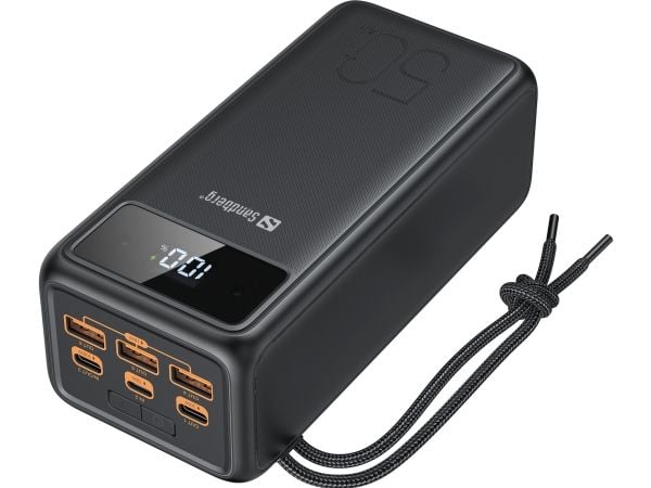 Sandberg Active - Strømbank - 50000 mAh - 185 Wh - 5 A - 3 utgangskontakter (USB) - på kabel: USB-C