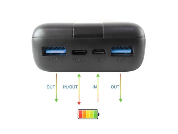 Techly I-CHARGE-2000020W, 20000 mAh, Lithium Polymer (LiPo), 20 W, Sort