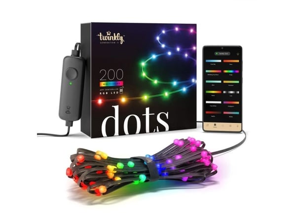 Twinkly Dots - Stringlys - LED - klasse G - RGB-lys - svart