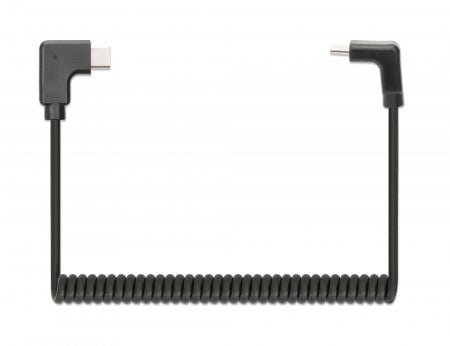 MANHATTAN spiralkabel USB-C til USB-C ladekabel 1m svart