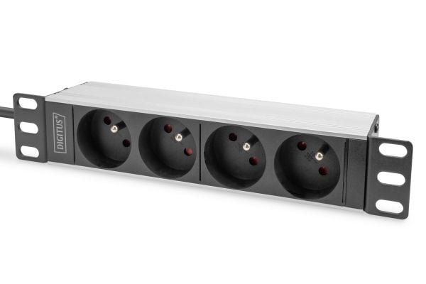 DIGITUS - Strømfordelerenhet (kan monteres i rack) - AC 230 V - 4000 watt - inngang: power CEE 7/7 - utgangskontakter: 4 (CEE 7/5) - 1U - 10" - 2 m...