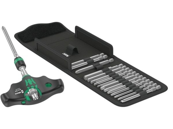 Wera Kraftform Kompakt 400 RA Set 1 - Skralleskrutrekker med bitsett - 17 deler - inn verktøysrull