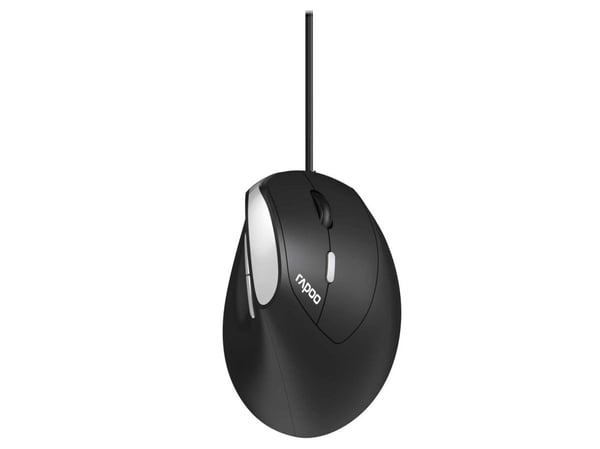 Rapoo EV200 - Vertikal mus - ergonomisk - optisk - 3 knappar - kabelansluten - USB 3.0 - svart