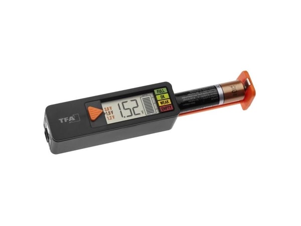 TFA Dostmann Batteritester Batterietester BatteryCheck Måleområde (batteritester) 1,2 V, 1,5 V, 3 V, 9 V Batteri, Batteri 98.1126.01