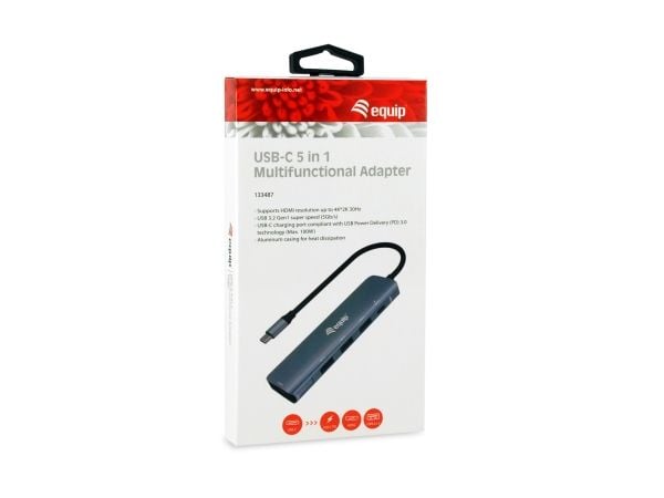 Varustussovitin USB-C -> HDMI,USB3.0,PD 4K30Hz 0.15m gr