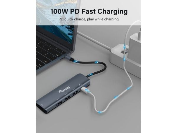 Varustussovitin USB-C -> HDMI,USB3.0,PD 4K30Hz 0.15m gr