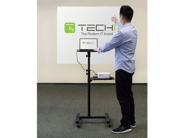 Brakett TECHLY universal justerbar vogn for laptop Projektor med hylle Sort