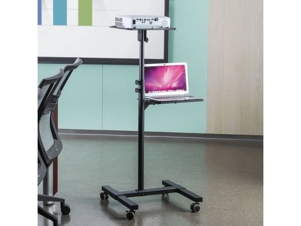 Brakett TECHLY universal justerbar vogn for laptop Projektor med hylle Sort