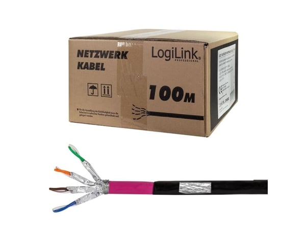 LogiLink CPV0082, 100 m, Cat7, Svart, Rosa