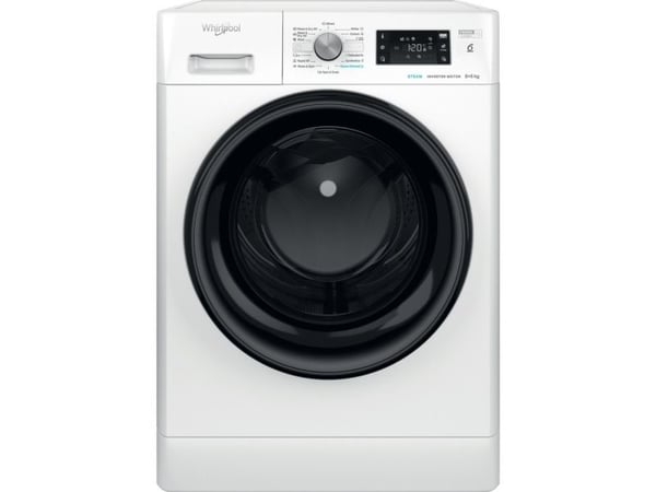 Whirlpool FFWDB 864349 BV EE, Frontmatet, Frittstående, Hvit, Svart, Svart, LED