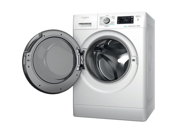 Whirlpool FFWDB 864349 BV EE, Frontmatet, Frittstående, Hvit, Svart, Svart, LED