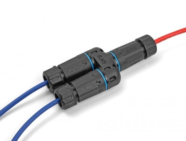 Delock-kaapeliliitin RJ45-liitäntä 2 x RJ45-liitäntään Cat.6A vesitiivis