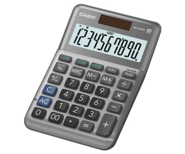 Casio MS-100FM, Desktop, Grunnleggende, 10 sifre, Batteri/Solcelle, Grå