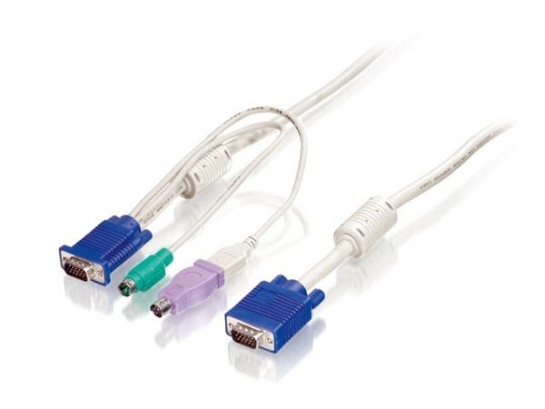 LevelOne ACC-2103, 5 m, Hvit, VGA + PS/2, VGA, Hankjønn/hankjønn, KVM-0217US KVM-0217DE KVM-0831 KVM-1631 KVM-8901US KVM-8901DE KVM-8901FR KVM-8901UK