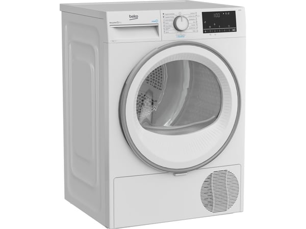 Beko B3T67230, Fristående, Frontmatad, Värmepump, Vit, Rotations-, Rostfritt stål