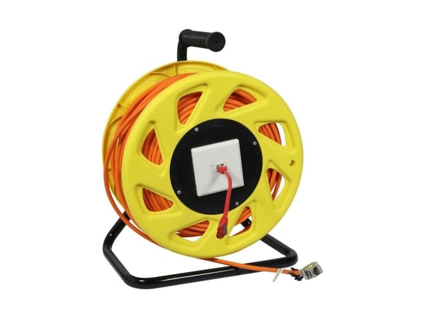 Kabeltrommel CAT6A 90m CAT7A råkabel SSTPSFTP med 2x stikkontakter RJ45CAT6A LSZH Synergy 21