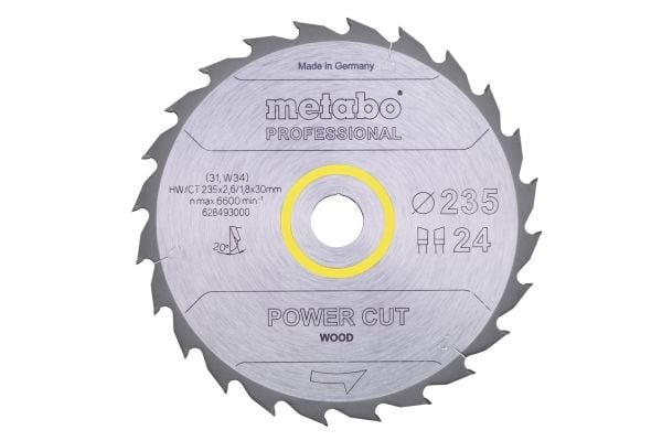 Metabo 628493000, Løvtre, Konstruksjons Trematerial, 23,5 cm, 3 cm, 1,8 mm, 6600 RPM, 2,6 mm